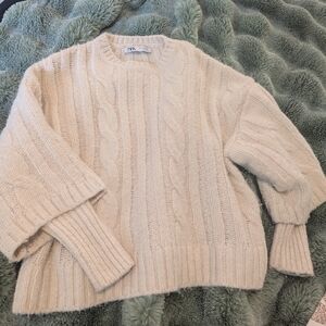 Zara Cream Sweater Unique Double Sleeve M